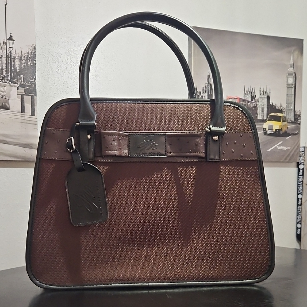 Joy Mangano Brown Briefcase with Elegant Structured Design